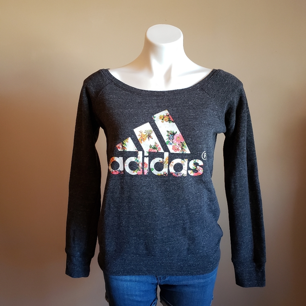 Adidas Floral Print Logo Sweatshirt